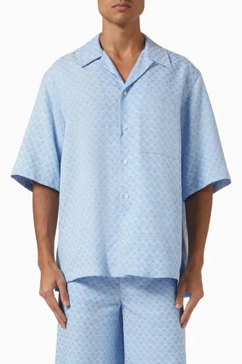 Skull Jacquard Hawaiian Shirt in Viscose-blend