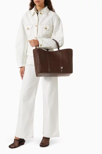 The Marino Horizontal Shopper Bag in Woven Straw