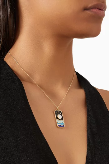 The Summer Night Enamel Pendant Necklace in 18kt Yellow Gold