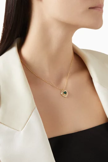 Mimette Topaz & Diamond Heart Necklace in 18kt Yellow Gold
