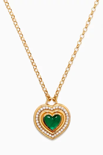 Mimette Topaz & Diamond Heart Necklace in 18kt Yellow Gold