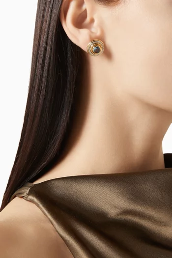 Mimmette Topaz & Diamond Stud Earrings in 18kt Yellow Gold