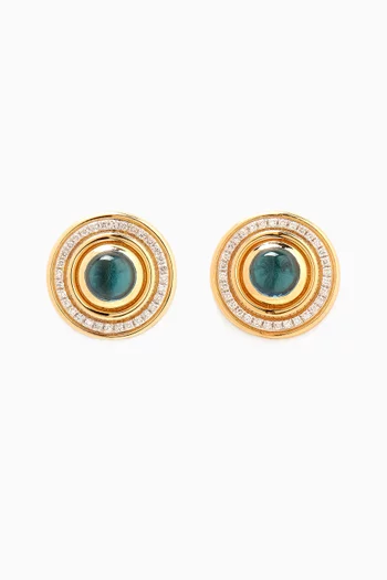 Mimmette Topaz & Diamond Stud Earrings in 18kt Yellow Gold