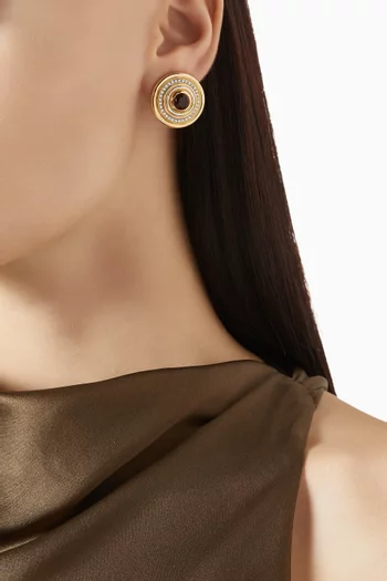 Mimette Diamond & Garnet Stud Earrings in 18kt Yellow Gold