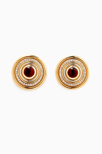 Mimette Diamond & Garnet Stud Earrings in 18kt Yellow Gold