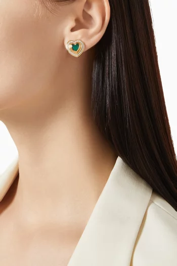 Mimette Diamond & Topaz Heart Earrings in 18kt Gold