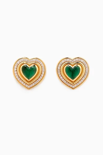Mimette Diamond & Topaz Heart Earrings in 18kt Gold
