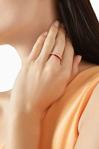 Bloop Moon Diamond & Enamel Ring 18kt Gold