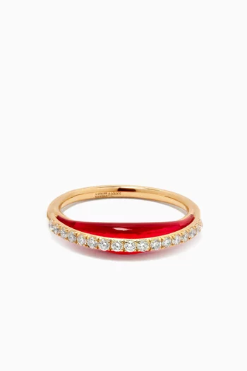 Bloop Moon Diamond & Enamel Ring 18kt Gold