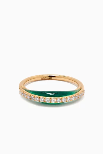 Bloop Moon Diamond & Enamel Ring 18kt Gold