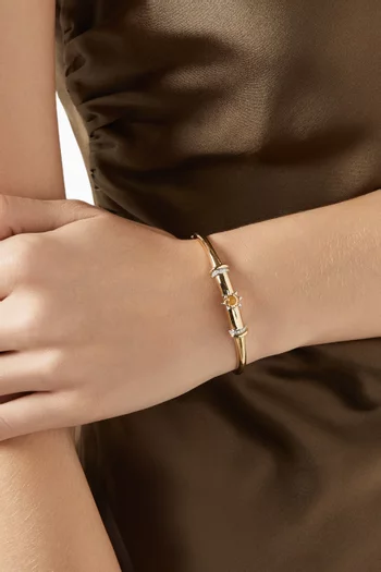 Warrior Star Seed Citrine & Diamond Bangle in 18kt Yellow Gold