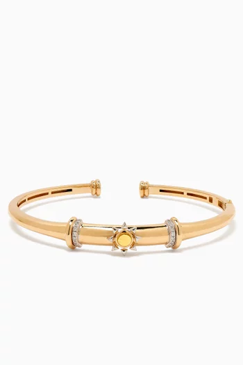 Warrior Star Seed Citrine & Diamond Bangle in 18kt Yellow Gold