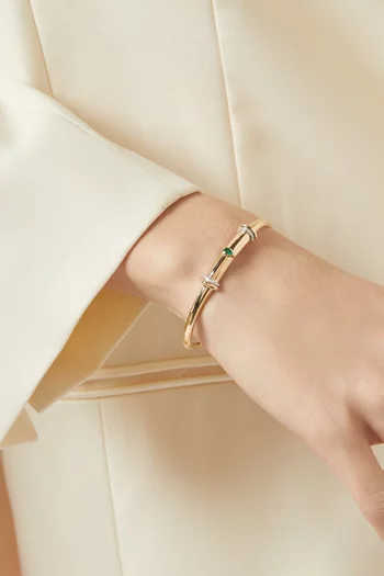 Warrior Diamond & Emerald Bangle in 18kt Yellow Gold