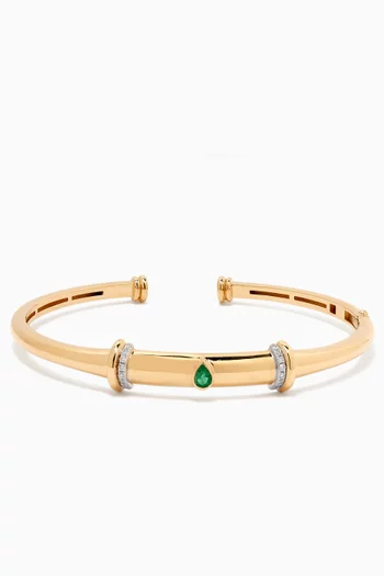 Warrior Diamond & Emerald Bangle in 18kt Yellow Gold