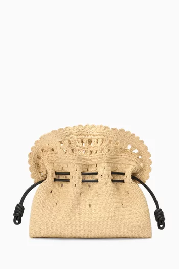 x Paula's Ibiza Medium Flamenco Clutch Bag in Raffia
