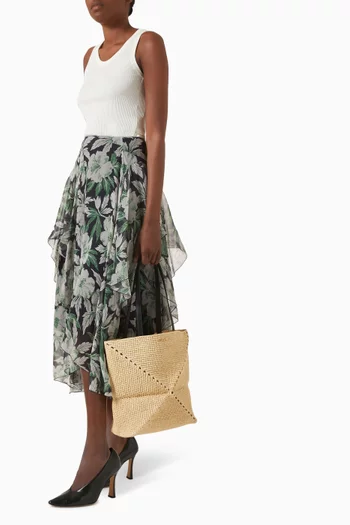 x Paula's Ibiza Medium Puzzle Fold Tote in Raffia
