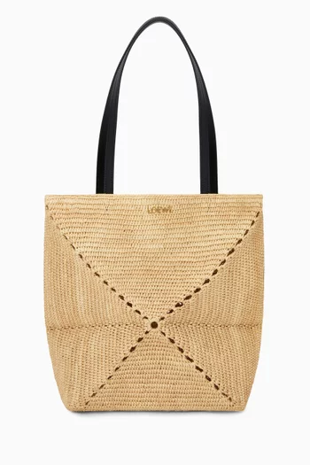 x Paula's Ibiza Medium Puzzle Fold Tote in Raffia
