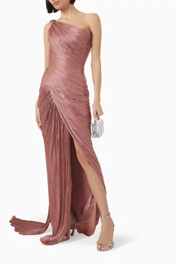 Hand-pleated One-shoulder Gown