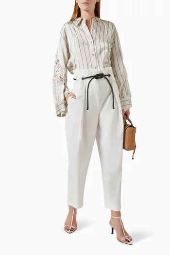 Corded Lace Striped Shirt in Viscose