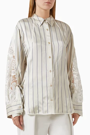 Corded Lace Striped Shirt in Viscose