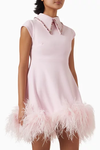 Flirt w Marilyn Feather-trim Mini Dress
