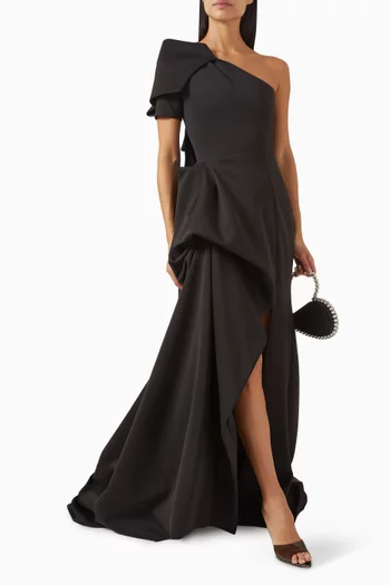 One Shoulder Gown in Stretch Chaucer