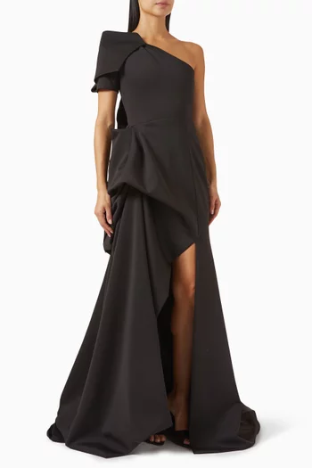 One Shoulder Gown in Stretch Chaucer