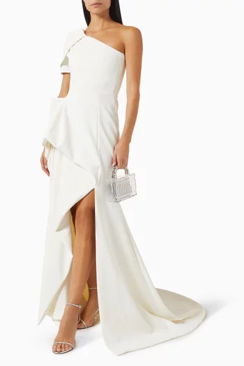One Shoulder Gown in Stretch Chaucer
