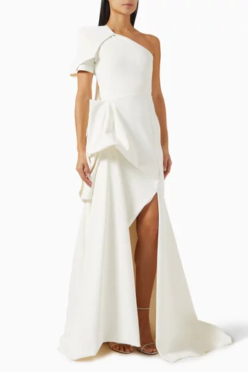 One Shoulder Gown in Stretch Chaucer