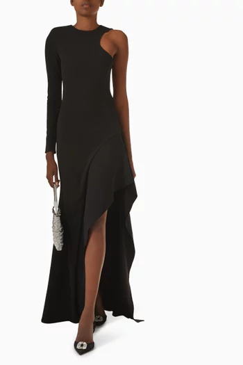 One-shoulder Gown in Scuba-crepe