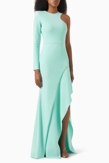 One-shoulder Gown in Scuba-crepe