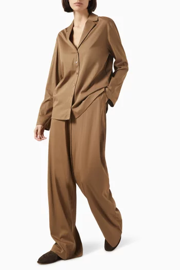 Wide-leg Pants in Mercerised Cotton