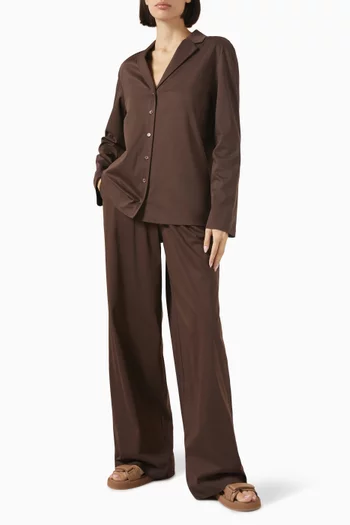 Wide-leg Pants in Mercerised Cotton