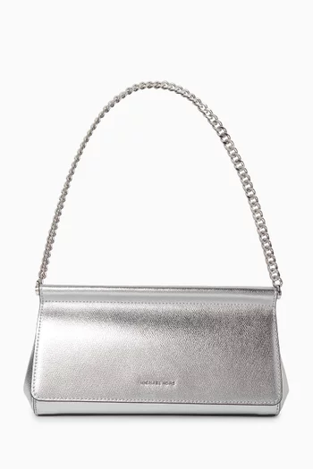 Medium Carmine Clutch Bag in Metallic Leather