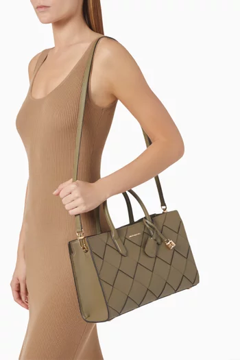 Medium Scarlett Satchel Bag in Woven Leather