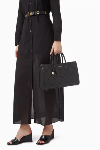 Medium Scarlett Satchel Bag in Woven Leather