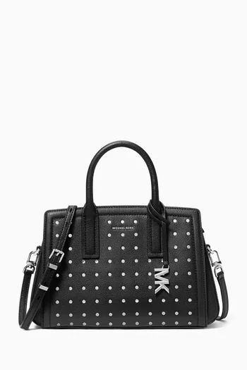 Small Laila Studded Satchel Bag in Leather