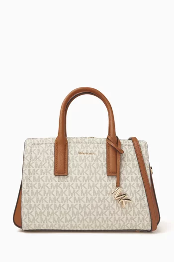 Small Laila Tote Bag in Signature Logo Canvas