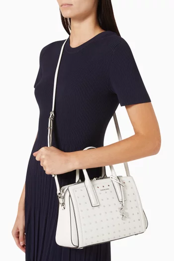 Small Laila Studded Satchel Bag in Leather