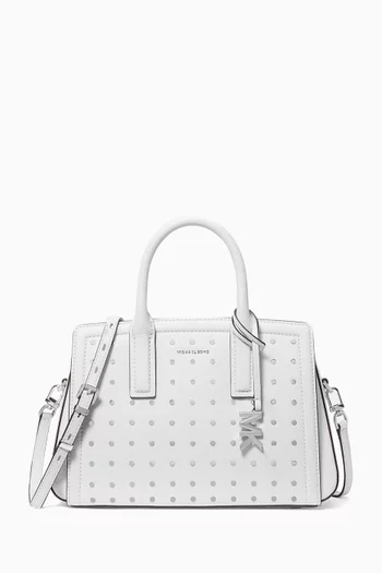 Small Laila Studded Satchel Bag in Leather