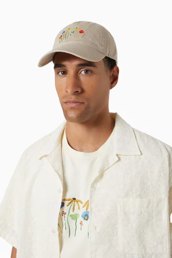 Embroidered Baseball Cap in Organic Cotton-canvas