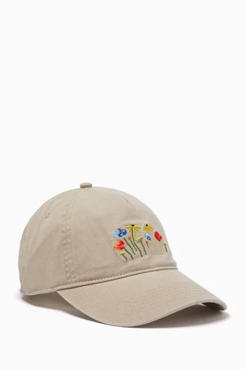 Embroidered Baseball Cap in Organic Cotton-canvas