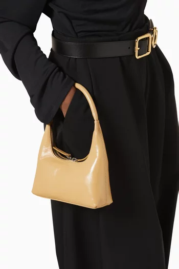 Mini Hobo Shoulder Bag in Crinkled Leather