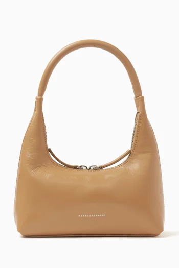 Mini Hobo Shoulder Bag in Crinkled Leather