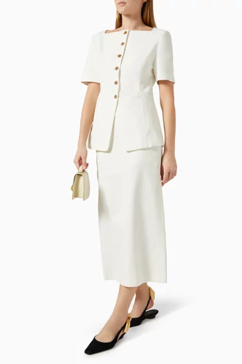 تنورة متوسطة الطول مزيج كتان