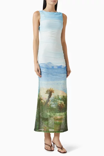 Saria Midi Dress in Knit Mesh
