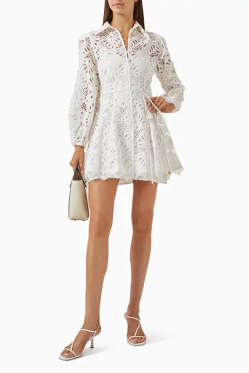 Carli Mini Shirt Dress in Cotton-broderie