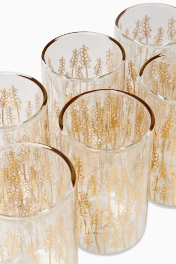 طقم استكانات تمرة زجاج مزدوج صلصال × رزان العزوني، 6 قطع