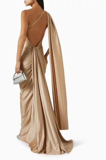 One-shoulder Gown in Lycra Jersey