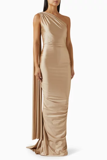 One-shoulder Gown in Lycra Jersey